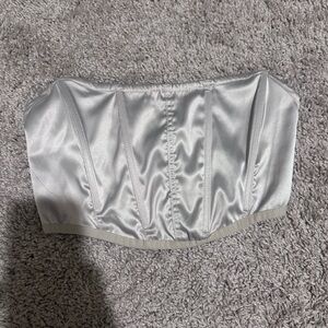 Silver Satin Bustier Top